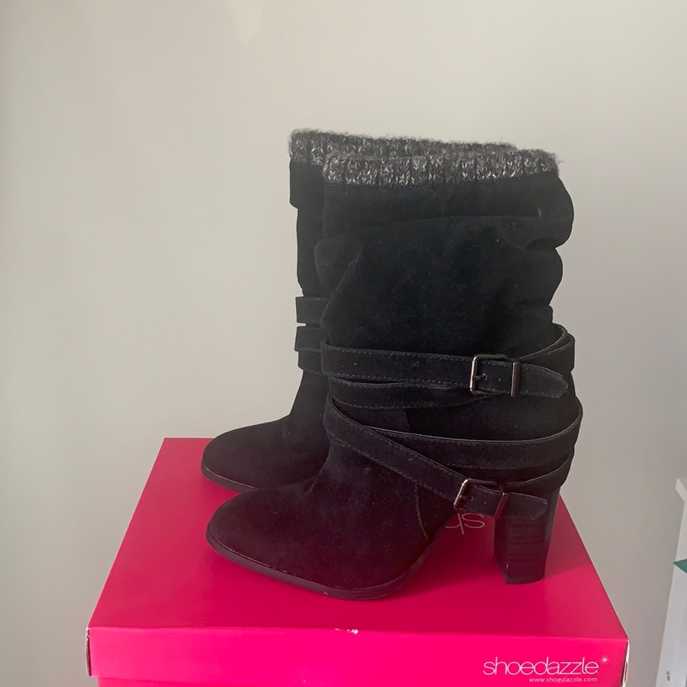 Shoe Dazzle, Wedges,Eady,Black